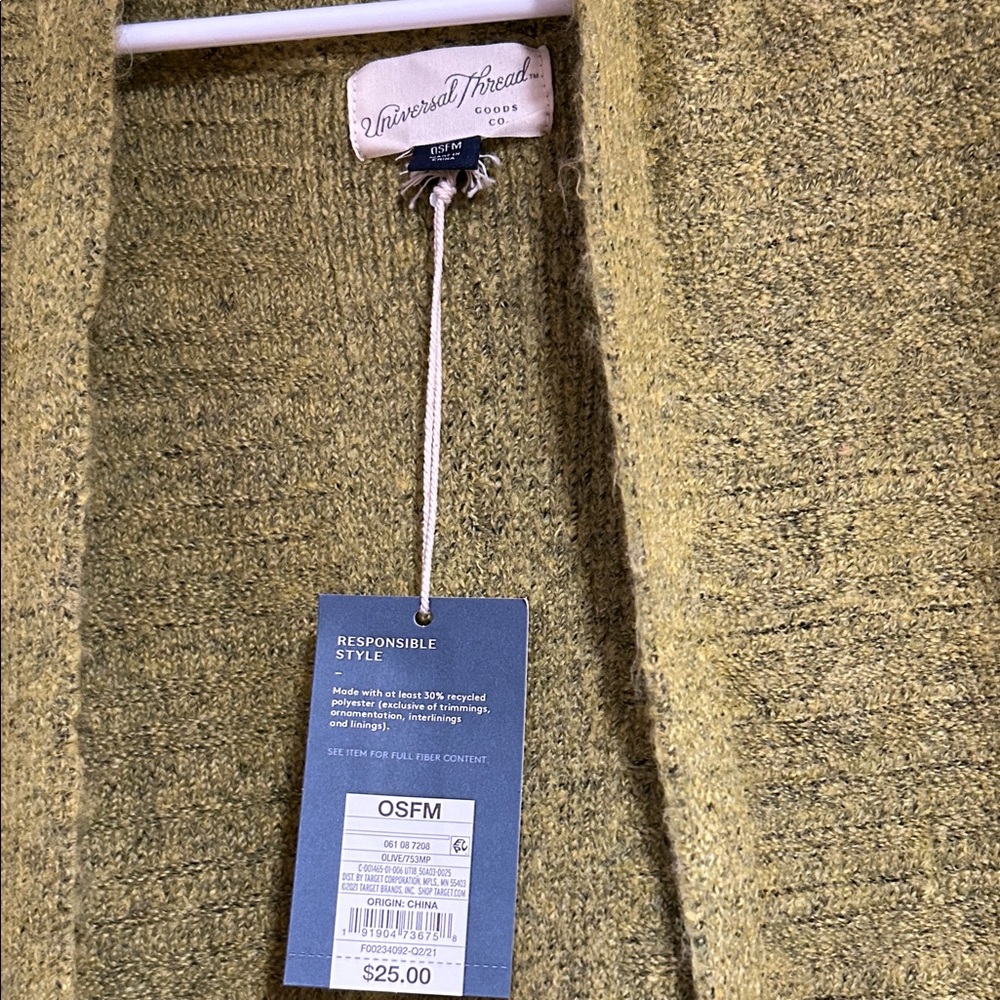Olive Green Open Front Cardigan - Picture 3 of 4